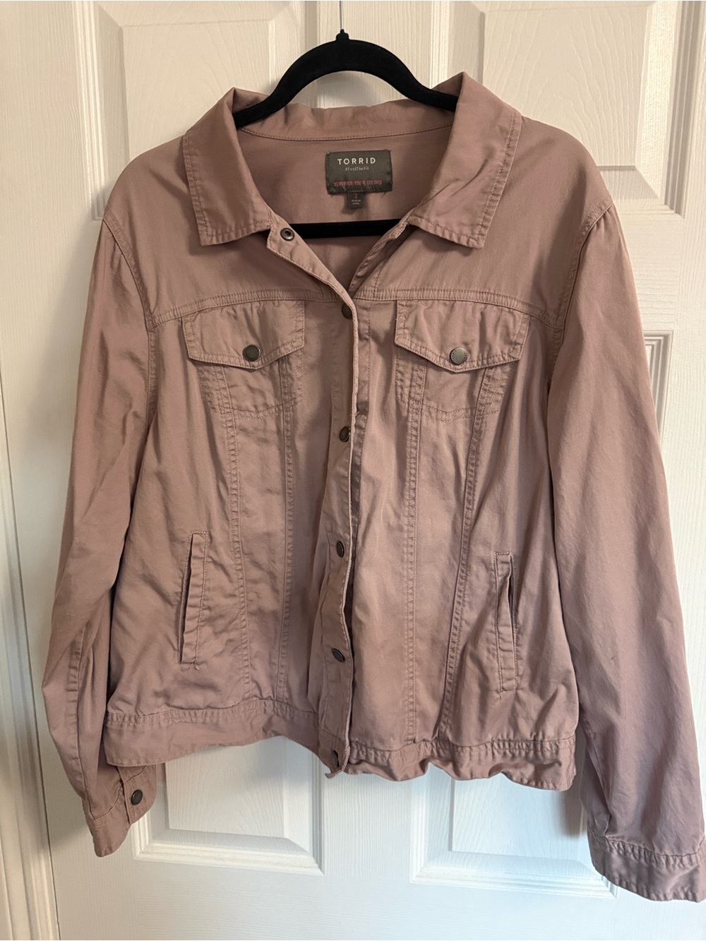 torrid Rose Blush Snap-Front Jean Jacket